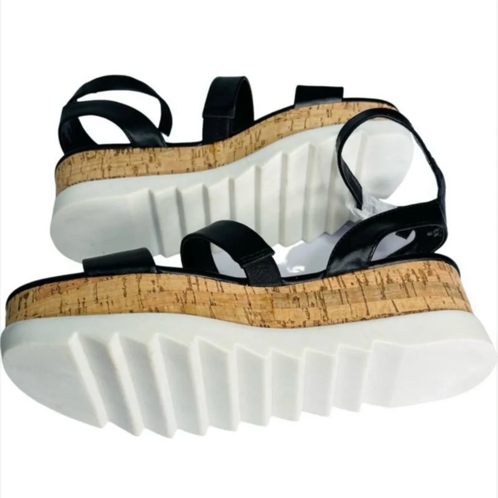 🧸 Madden Girl | NWOT • Steadyy Black Cork Platform Sandals with Ankle Strap - Picture 8 of 11